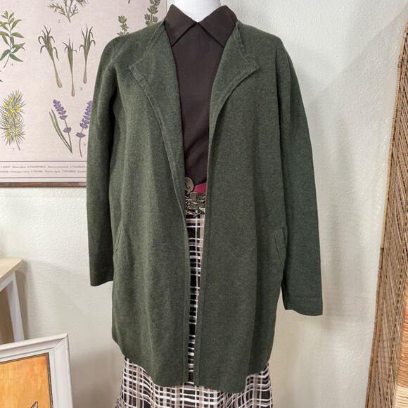 J. Crew Green Open Sweater Blazer Jacket Heritage Grandma Whimsigoth Preppy M - Picture 2 of 5